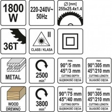 YATO Fierastrau circular de banc cu laser pentru l..